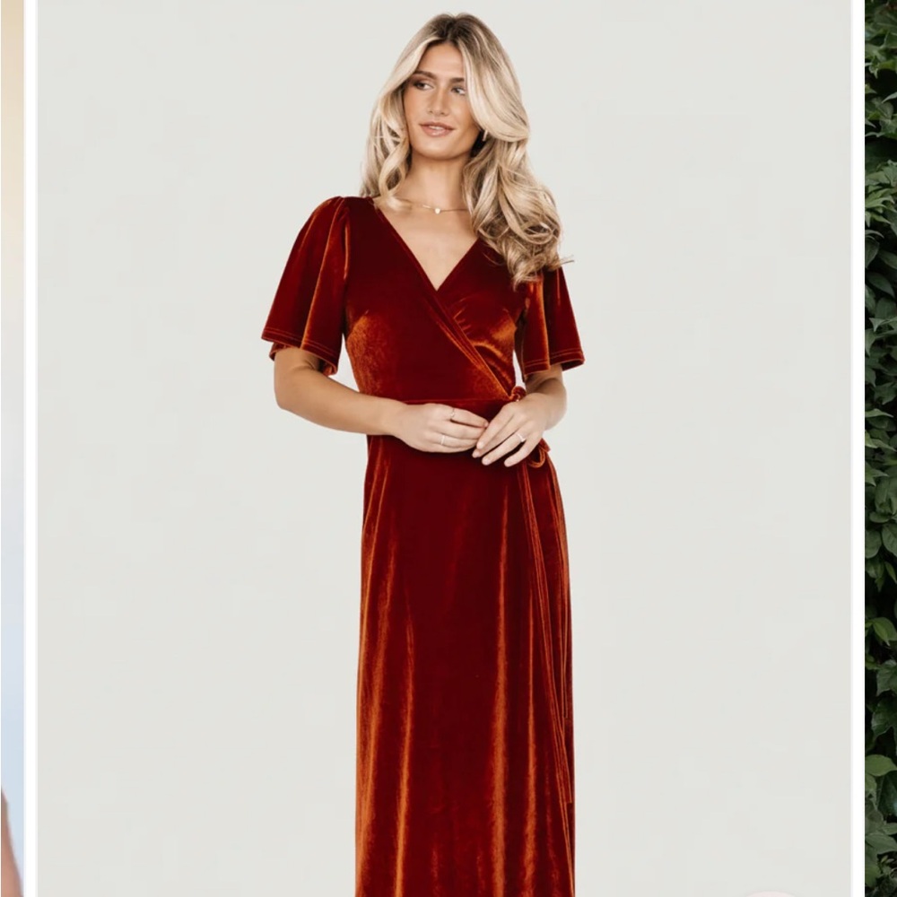 Baltic Born Rust Velvet Wrap Maxi Dress - Picture 6 of 9